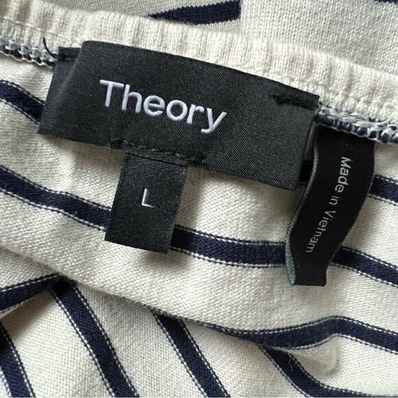 Theory Aprine K striped knit top off the shoulder - Picture 2 of 5